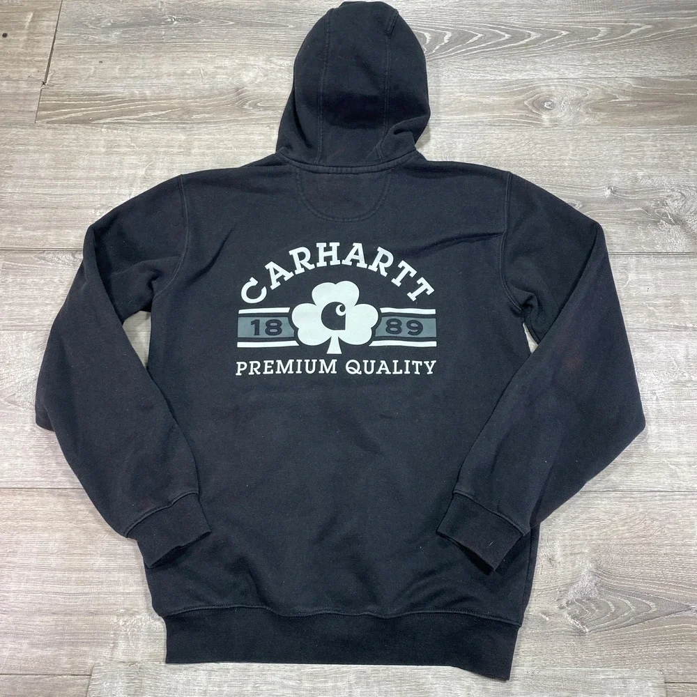 Carhartt Hoodie Sweatshirt Mens Small Black Loose Fit Premium‎ Quality Graphic